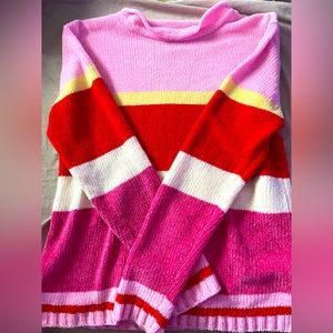 Pink White Red and Yellow striped Sweater